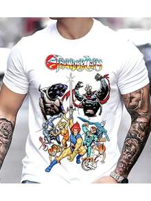 Men's T-Shirt With California Gothic Rose Print On The Back - White Short Sleeve, Crew Neck, Casual Summer Shirt With Gothic Lettering And Red Rose Design, Regular Fit For Casual Outfits And Gothic Style - 白色 - 查看 9