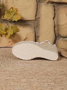 Giày sandal đế xuồng D'ovsay dành cho nữ, quai ngang dệt kiểu espadrille, sandal mùa hè đế dày thoải mái. - trắng - Xem 5