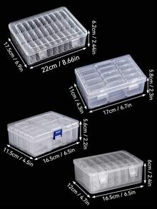 1/15/16/31 piezas Cajas de almacenamiento de plástico transparente de uso múltiple, Contenedores de almacenamiento de cuentas transparentes mini con tapas con bisagras, Cajas de suministros de artesanía transparentes rectangulares para organizar pendientes, anillos, joyería y accesorios de arte de uñas - Multicolor - Ver 3