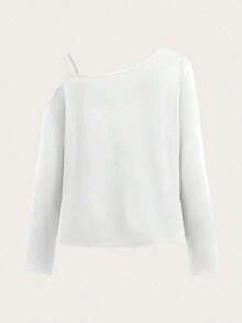 [Popular European And American Fashion Long-Sleeve Sweatshirt Items]Women's Single-Shoulder Sweatshirt Long Sleeve -Tito's Handmade Vodka Austin ★ Texas Off - The - Shoulder Sweatshirt, Black With White & Orange Text Logo, Stylish Casual Pullover For Outfits - Hoodies For Women,Valentine Outfits For Women,Vacation Outfits Women,Valentine's DayWomen's Summer Sun Protection, Valentine's Day, Dating, Shopping, Independence Day, Mother's Day - trắng - Xem 2