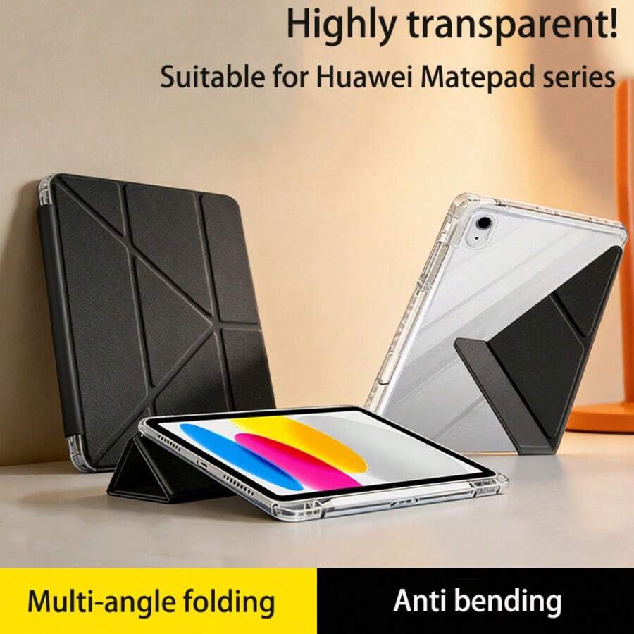Compatible With Huawei MatePad SE 11-Inch Tablet Protective Case, MatePad Case, Fashionable Y-Shaped Folding Stand With Pen Slot, High-Transparent Acrylic Backboard, PU Leather, Smart Sleep/Wake, Full-Body Drop Protection, Compatible With MatePad 11.5S 2026, MatePad 11.5 Tablet Protective Case, Compatible With Redmi Pad 2 11-Inch 2025 Tablet Case, Pad SE 11-Inch 2023 Tablet Protective Case, Suitable For Xiaomi 8/7 Tablet Protective Case, For MatePad/