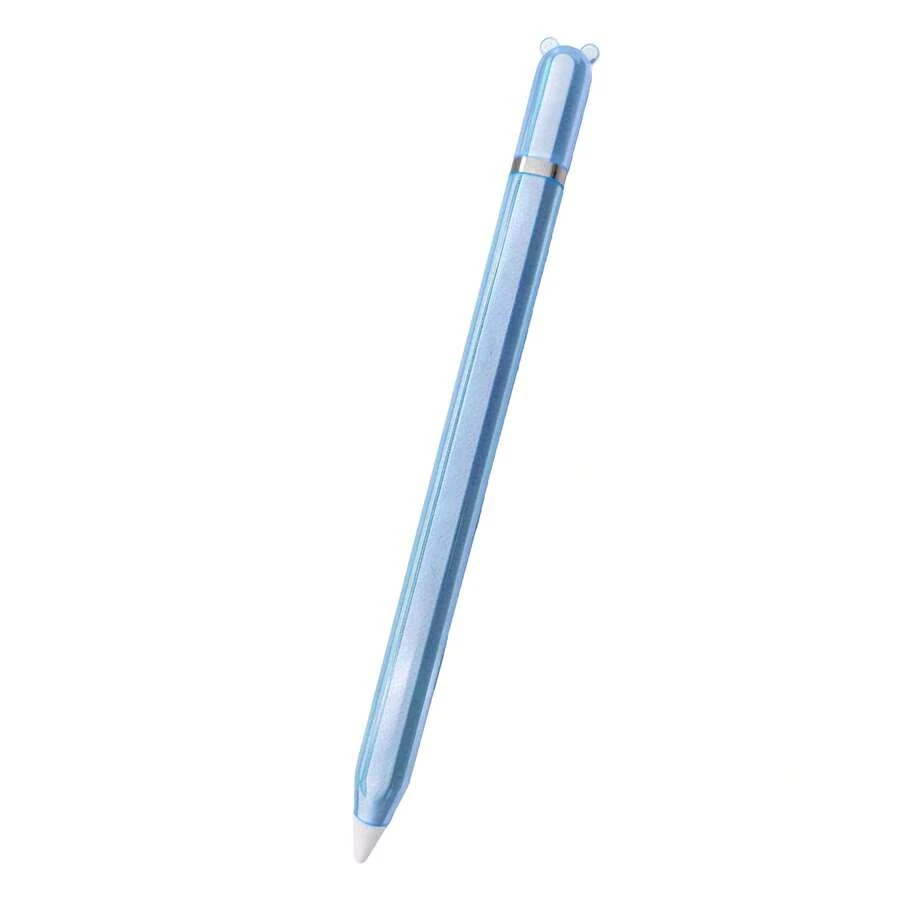 动物卡通造型 TPU 材质笔套，兼容 Apple Pencil Pro 和第二代 Apple Pencil，防滑配件，兼容 Apple 绘图笔 - 透藍 - 查看 1