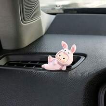 1 pieza Figurita de conejo mini linda, decoración interior de coche, accesorio de ornamento para escritorio de oficina y pantalla de computadora - Conejito bebé - Ver 3