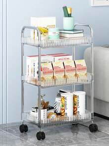 1 Carrito de almacenamiento de cosméticos transparente y móvil para el hogar, estante de exhibición multifuncional de gran capacidad para artículos de baño, accesorios de baño - Multicolor - Ver 9