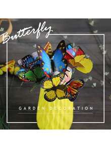 10pcs Colorful Butterfly Wedge Decor, 3D Waterproof Butterfly Decorations, Butterfly Party Decor, Garden Wedge Decor For Lawn And Planter, Wedding Party Decor, Garden Decoration, Modern Valentine's Day Home Decor, Glow-In-The-Dark Decor For Planter And Pot, Garden Decoration - Multicolor - View 5