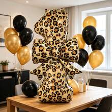 2pcs Large 40-Inch Leopard Print Number Balloons & 21-Inch Leopard Print Bow Foil Balloons, Suitable For Wedding, Birthday, Anniversary, Summer Party, Father's Day, Graduation Party Decoration, Indoor Room Decor - Leopard Print - View 12