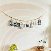 1/2 buah Tali Gantung Bingkai Foto Manik-Manik Kayu Gaya Bohemian, Cocok untuk Dekorasi Kamar Asrama, Kamar Tidur, Ruang Tamu, Partisi Kantor, Pajangan Seni, Penyimpanan Foto, Dekorasi Kamar Bayi dan Pesta Anak - MultiWarna - View 5