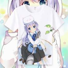 ¿Te gustaría pedir alguna mercancía de anime con temática de conejos? Camisetas de manga corta, ropa de anime de verano, estilo holgado. - Negro - Ver 2