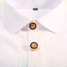 2Pcs Retro Metal Cufflinks, Shirt Button Covers, Fashion Suit Decor & Christmas Holiday Gifts - White - View 5