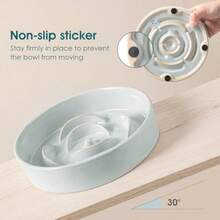 Slow Feeder Dog Bowl 0.6 Cup Ceramic Puzzle  Dish For Small Dogs And Cats Grayish Cyan, Anti-Gulping Design, Promotes Healthy Digestion Mental Stimulation - Grayish Cyan - View 7