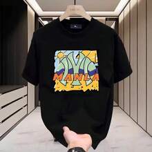 Camiseta de manga corta de algodón 100% para hombre, estilo casual, holgada, moderna, elegante y de alta gama, novedad de verano 2025. DV17 - 200 g de algodón puro - blanco - Ver 6