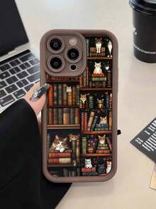 Free Shipping, Excluding Lanyard And Stand. Local Shipping In Mexico, Delivery In 4 Days. 1 Shockproof TPU Phone Case With Retro Bookshelf Design, Compatible With 16, 15, 14, 13, 12, 11 Pro, Series, Water Resistant, Drop Resistant, And Scratch Resistant. - Multicolor 8 - View 12