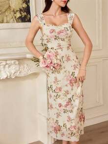 Vestido vintage y elegante para mujer con estampado floral, casual, de corte sirena, para vacaciones de verano, vestidos de verano, vestidos de fiesta, vestidos de graduación, ropa de verano, vestidos de invitada de boda, atuendos de vacaciones para mujer, vestido de boda, vestidos de graduación para mujer, vestido elegante de Pascua para mujer, vestido floral elegante, atuendo de festival, atuendo de concierto de country, vestido de baby shower, atuendo de crucero para mujer, atuendo de brunch, vestido del Día de la Madre - Albaricoque 2 - Ver 4