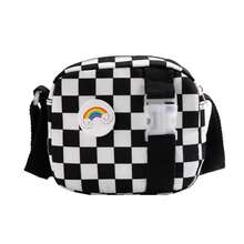 1pc Refreshing Checkerboard Pattern Crossbody Bag, Rainbow Decor Nylon Shoulder/Handbag, Suitable For Teenagers Outings, Fits Phone & Coins - A - View 9