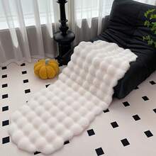 1pc White Double-Sided 3D Checkered Faux Rabbit Fur Bubble Fleece Decorative Rug, Wavy Edge, Fluffy And Soft Touch, Gentle Color, Cozy And Healing, Cat-Like Texture, Fuzzy, Soft Long Pile, Non-Slip Bottom, Low Shedding, Easy Care And Easy Clean, Thick And Durable Rug, Suitable For Living Room, Bedroom, Study, Entryway, Dining Room, Laundry Room Decoration, Skin-Friendly And Soft Material, Personalized Home, Fashion Home, Bedroom Rug, Kitchen Rug, Study Rug, Living Room Rug, Bathroom Rug, All Seasons - White - View 4
