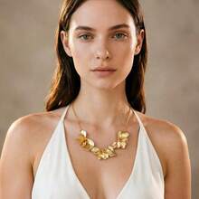 Statement Flower Necklace For Women Gold Plated Chunky Floral Collar Boho Choker Jewelry - 花卉 229A - 查看 4
