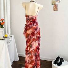 Women's Colorful Vintage Floral Print Draped Neck Layered Ruffle Hem Maxi Dress, Vacation Style Elegant Dress Women,White Dress For Civil Wedding ,Going Out Top ,Wedding Party Dress,Party Dress For Women,Elegant Party Dress,Christmas Dress ,Halloween Costume For Women, Winter Dress, Fall Women Clothes Rose Dress Orchid Dress Dinner Dress Ruffle Dress,Party - Azul menta - Ver 3