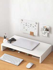 1pc Wooden Monitor Riser Stand, Computer Display Holder, Desktop Storage Organizer, Suitable For Office And Home - Multicolor - View 6
