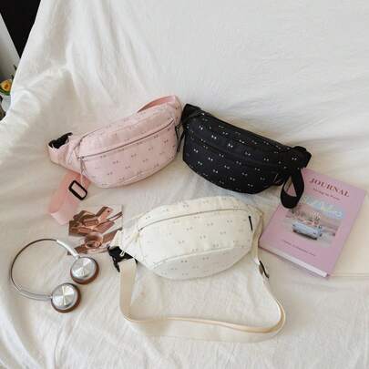 1pc Cute Bow Decor Chest Bag, Minimalist Lightweight Crossbody Bag, Versatile Shoulder/Waist Bag For Students And Daily Use