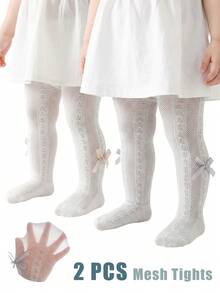 2 Stücke Baby/Kleinkind Leggings Mädchen Sommer Netzstrumpfhosen - leicht, elastisch & kühl für heiße Wetter Kinder Sommer Strumpfhosen, weiches Mesh - Verschiedenfarbig - Übersicht 10