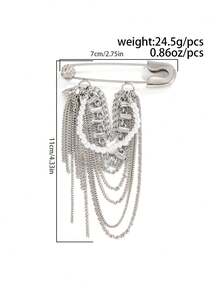 1 pieza Elegante broche/imperdible vintage de lujo con perlas y borlas geométricas, adecuado para negocios, ocasiones formales, festivales y fiestas, se puede combinar con chaquetas de traje, camisas, vaqueros, vestidos, zapatos, bolsos - Plateado - Ver 6