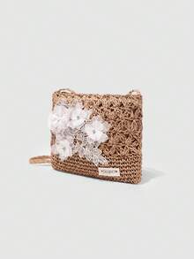 Summer Fashion Versatile Casual Handwoven Large Capacity Beach Straw Crossbody Bag - Khaki - View 9