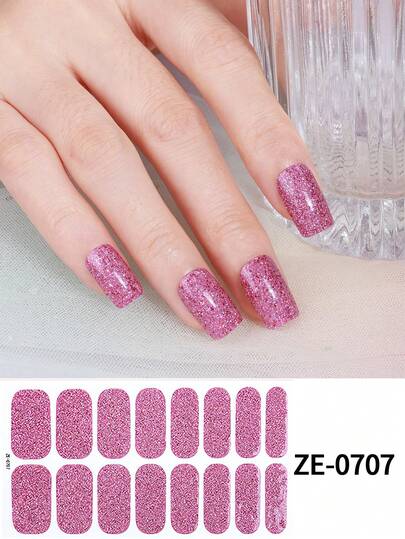 Coral Pink No-Bake Gel Nail Sticker Nail Oil Film Waterproof Nail Sticker Sticker Solid Color Green Onion Powder Jump Color Gradient Full Sticker