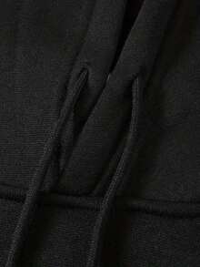 Men's Hoodie With Letter Print, Solid Color, Perfect For Spring And Autumn. - Black - View 5
