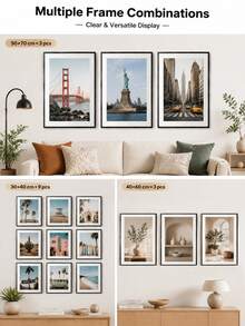 Framvio 3pcs 30x40 40x60cm 50x70cm Poster Frames Black Picture Frame Aluminum For Photo 40x50 A4 Thin Metal Frames With Plexiglass Mat Wall Mount Table Home Wall Decor Christmas Valentine's Day Gift - màu đen - Xem 8