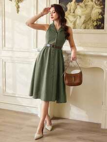 Vestido de mujer elegante y vintage con bolsillos y cinturón, vestido camisa casual de oficina, para vacaciones de verano.Vestidos de verano para mujer para vacaciones, Vestido de Pascua, Ropa de primavera para mujer, Ropa occidental para mujer, Vestido de Pascua, Vestidos primaverales para mujer, Vestido de invitada de boda, Vestidos elegantes y de oficina casual para mujer, Vestidos de cumpleaños para mujer, Vestidos de verano y primavera para mujer. - verde menta - Ver 6