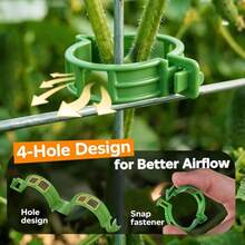 200pcs Multi-Purpose Plant Clips, Tomato Clips, For Climbing Plants, Plastic Grid Plant Support Clips, Suitable For Garden, Reusable Clips For Supporting Grape, Tomato Vines And Vegetable Plants, Keeping Plants Upright And Healthier - Dark Green - View 6
