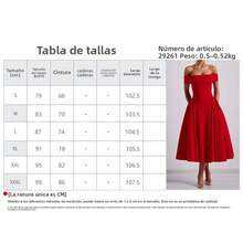 Vestido largo primavera 2026, color liso con hombros al descubierto, estilo sensual elegante - Rojo - Ver 3