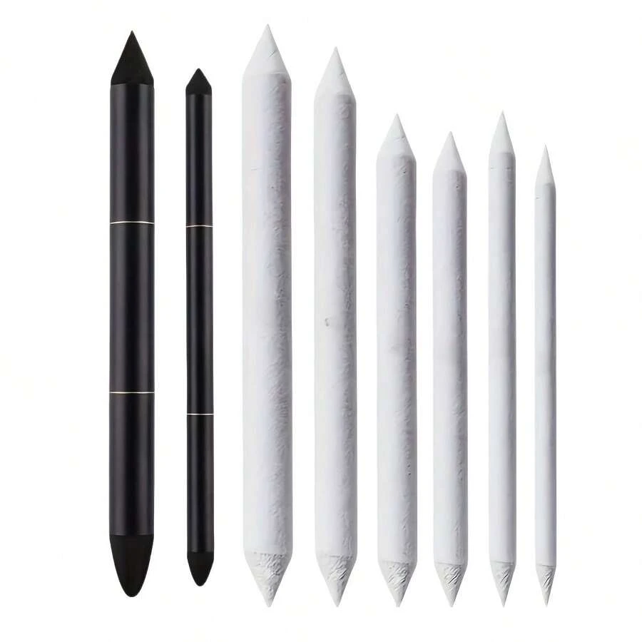 8pcs Sketching Drawing Detail Blending Stumps, Art Mixed Sponge Brushes, Highlight Art Blending Stumps, Sponge Brush Paper Pencil Set - Sets - View 1