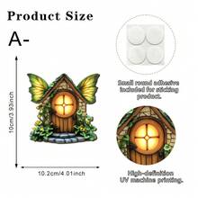 1/5pcs Dreamy Garden Wooden Fairy Gate, Enchanted Forest Elf Cottage, Suitable For Outdoor Patios, Tree Trunks And Fence Decorations, Garden Accessories. - Multicolor - View 14