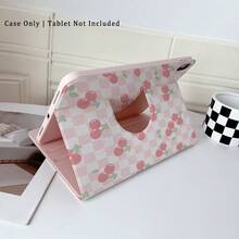 1 chiếc ốp lưng máy tính bảng màu hồng kẻ caro in hình quả anh đào, xoay 360°, có chân đế từ tính đa góc và chức năng tự động tắt/mở màn hình, tương thích với iPad Pro/Air, , Pad 5/6/7, Matepad. - Nhiều màu - Xem 5