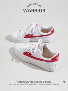 WARRIOR 1双女士系带休闲运动鞋，时尚百搭舒适轻便户外运动鞋，夏季新品 - 紅白色 - 查看 5