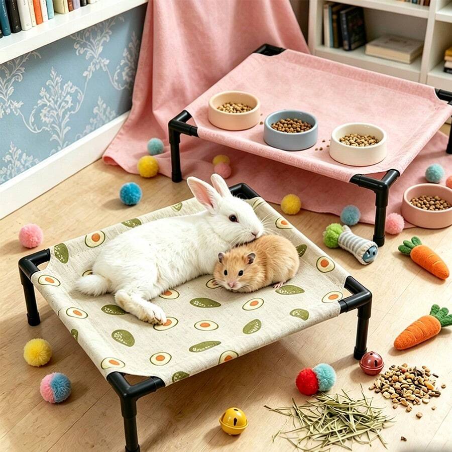 1pc Small Pet Elevated Bed, Portable Indoor/Outdoor Hanging Pet Nest, Breathable And Washable - Suitable For Kittens, Rabbits, Hamsters And Other Small Pets Resting Platform