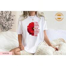 Camiseta "I Wear A Little Poppy", Camiseta "Red Friday" de , Camiseta "Red Poppy Memorial Day", Regalo para Veteranos, blusas para mujer>camisa    blusas para dama - Blanco - Ver 5