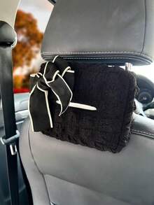 1pc Black Bow Tissue Box, Car Tissue Paper Holder, Decorative Storage Box For Automotive - Tissue Box - View 6