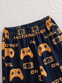 2pcs/Set Boys' Short Sleeve Video Game Graphic Tee And Comfortable Pants Pajama Set, Suitable For Daily Home Gaming And Reading, Spring/Summer - Yellow - View 7