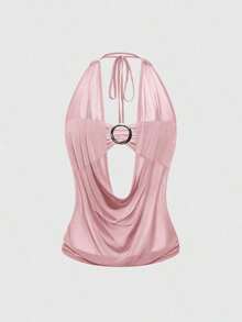 Top sin tirantes estilo retro Y2K para mujer, primavera/verano, con escote profundo y espalda descubierta, estilo callejero (incluye forro de tubo). - Rosa - Ver 5