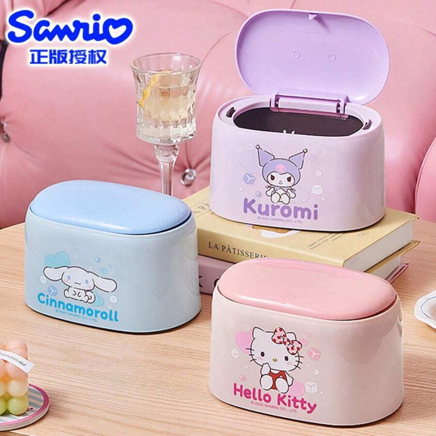 SANRIO 6 chiếc/Thùng rác để bàn hình mèo Hello Kitty - Thùng rác để bàn hình mèo hoạt hình chất lượng cao, kiểu nhấn, dễ thương, thích hợp cho phòng ngủ và gia đình. - Nhiều kiểu dáng - Xem 1
