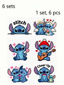 Disney Bộ sưu tập hình dán Stitch dễ thương - 6 thiết kế Lilo & Stitch đáng yêu, decal vinyl chống thấm nước cho bình nước, máy tính xách tay, điện thoại, sổ tay, album ảnh, quà tặng cho trẻ em và người hâm mộ. Thêm chút nét duyên dáng ngoài hành tinh vào mọi ngóc ngách cuộc sống của bạn với những hình dán Stitch dễ thương không thể cưỡng lại này! Gồm 6 thiết kế ngộ nghĩnh - từ tư thế nhìn trộm biểu tượng của "Stitch". - nhãn dán - Xem 14
