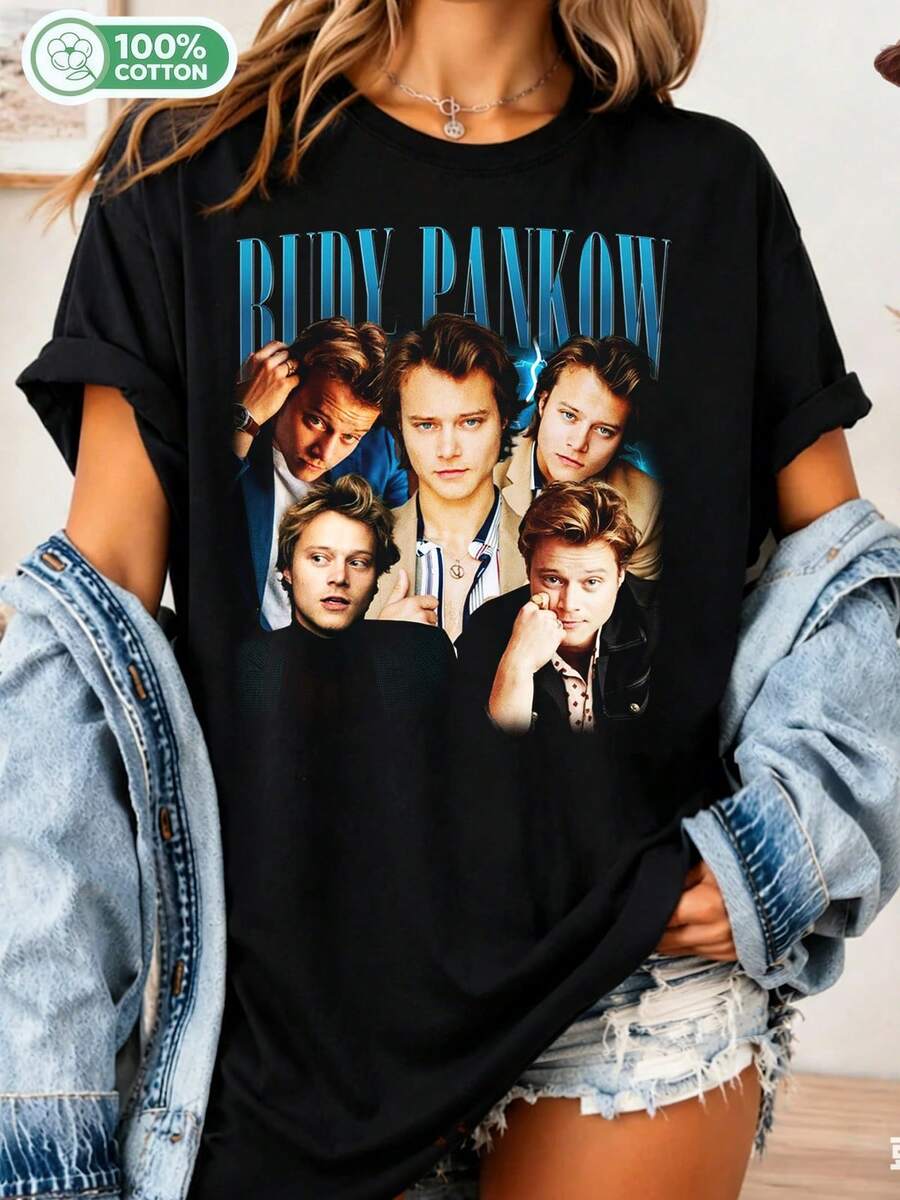 Rudy Pankow Shirt, Vintage Rudy Pankow T-Shirt, Rudy Pankow T-Shirts, Rudy Pankow Gift, Rudy Pankow Movie T-Shirts, Rudy Pankow JJ Maybank T-Shirts - Black - View 1