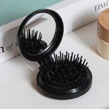Foldable Travel Makeup Mirror Brush, With Detachable Mirror, Boar Bristle Massage Brush - Portable Design, Suitable For Women And Girls, Soft Tones (Mint Green, Pink, Light Purple Blue, Light Blue), Fashion Accessory, Structure, Hairstyling, Hairstyling Tools, Salon Beauty Travel Essentials, Hair Accessories, Summer, Vacation - Folding Air Cushion Comb Mirror - View 9