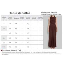 Vestido largo unicolor plisado primavera ajustado elegante estilo moda europea para mujer - Marrón - Ver 9