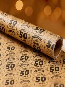 50歲生日禮品包裝紙 - 牛皮紙材質，43公分 X 3公尺 (1捲)。適合包裝50歲生日禮物，也可用作50週年慶祝派對的裝飾。 - 均碼 - 查看 2