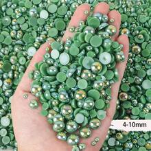 2360顆 4-8mm 混色珍珠樹脂仿鑽平底珠，DIY手工珠寶、手機殼、化妝鏡、杯子、鞋子裝飾、服飾配件、節日禮物 - 綠色 - 查看 9