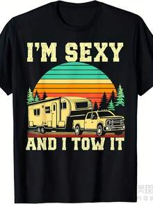 Camiseta vintage para mujer, blusas para mujer,top divertido con temática de camping y caravanas. Ideal para amantes del camping, caravanas y camiones, modelo unisex. Manga corta estampada, nueva colección verano 2026 - Negro - Ver 2