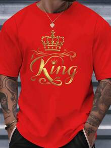Men's Crew Neck T-Shirt, 100% Cotton, Graphic Print, Breathable And Lightweight Fabric, Machine Washable, Casual Style Ideal For Everyday Wear, Outings And Dates All Year Round - 軍綠色 - 查看 4